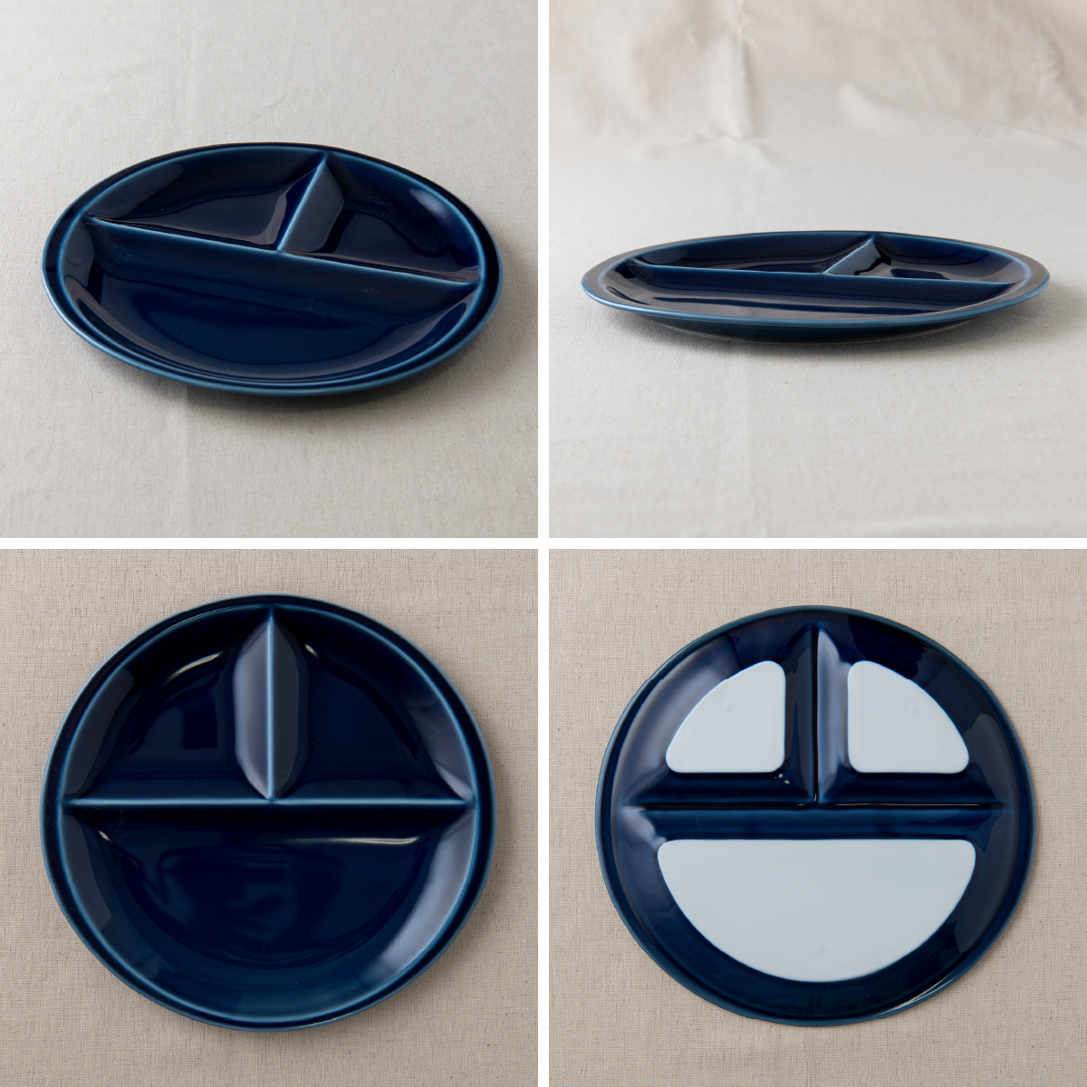 【選べる8色】【美濃焼】 ランチプレート titto 丸 ネイビー 2枚セット 瑞浪市 / JS企画 / 小田陶器 食器 プレート 仕切り皿 おしゃれ [AZAZ015] ネイビー(藍色)