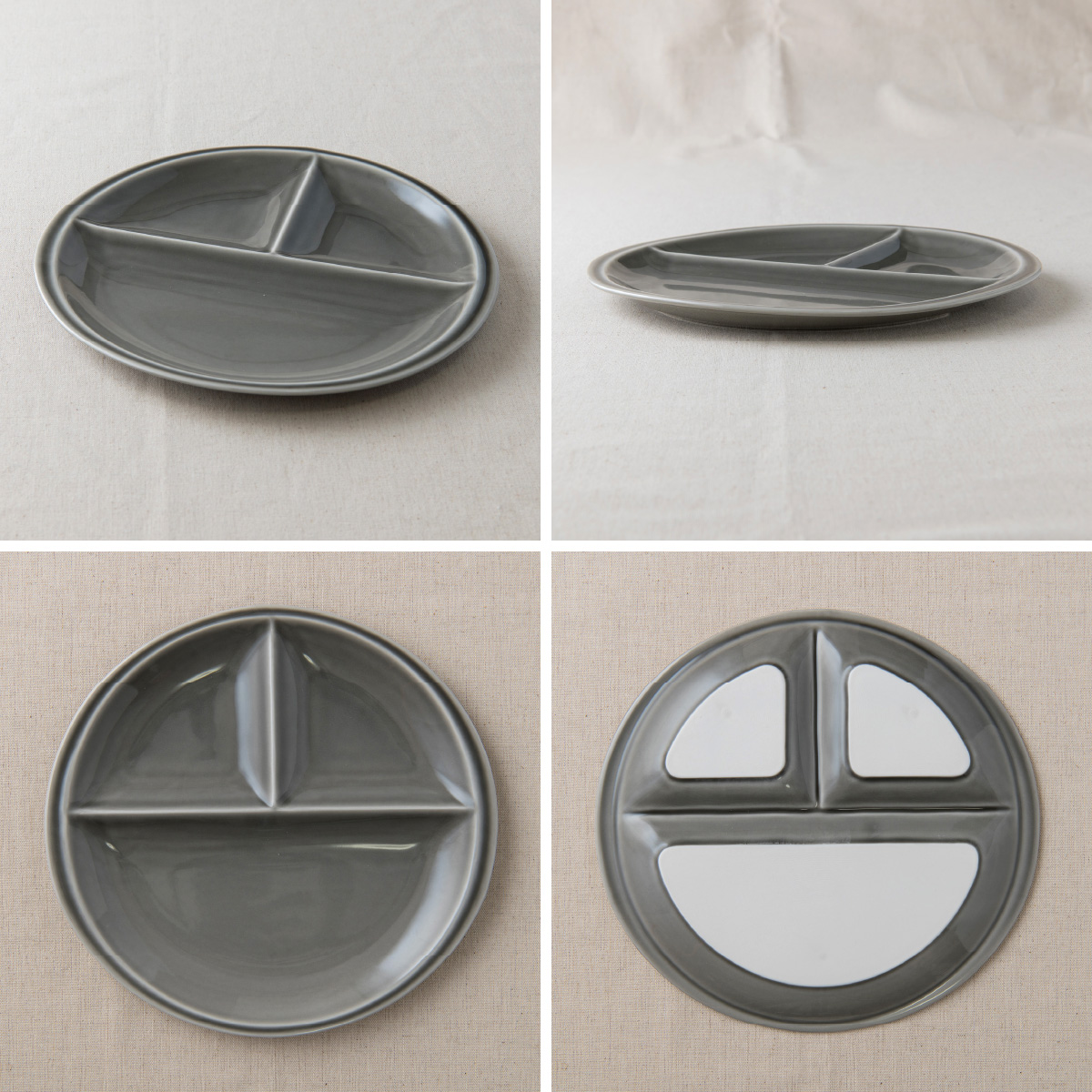 【選べる8色】【美濃焼】 ランチプレート titto 丸 ライトブラック 2枚セット 瑞浪市 / JS企画 / 小田陶器 食器 プレート 仕切り皿 おしゃれ [AZAZ020] ライトブラック(墨色)