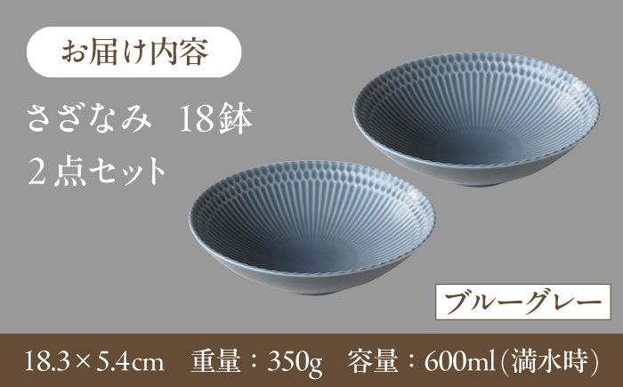 【選べる3色タイプ】【美濃焼】 さざなみ 18鉢 2枚セット 瑞浪市 / JS企画 皿 お皿 プレート 食器 [AZAZ072] ブルーグレー
