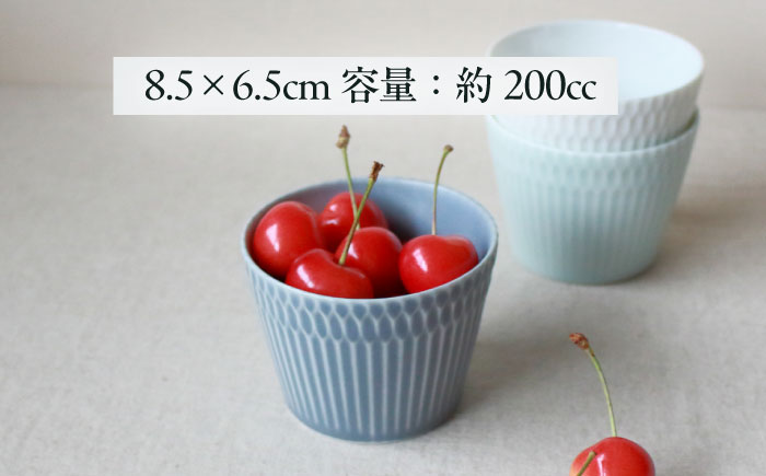 【美濃焼】 さざなみ 8.5猪口カップ 200cc × 小皿 3色6点セット 瑞浪市 / JS企画 / 小田陶器 食器 プレート コップ [AZAZ092]