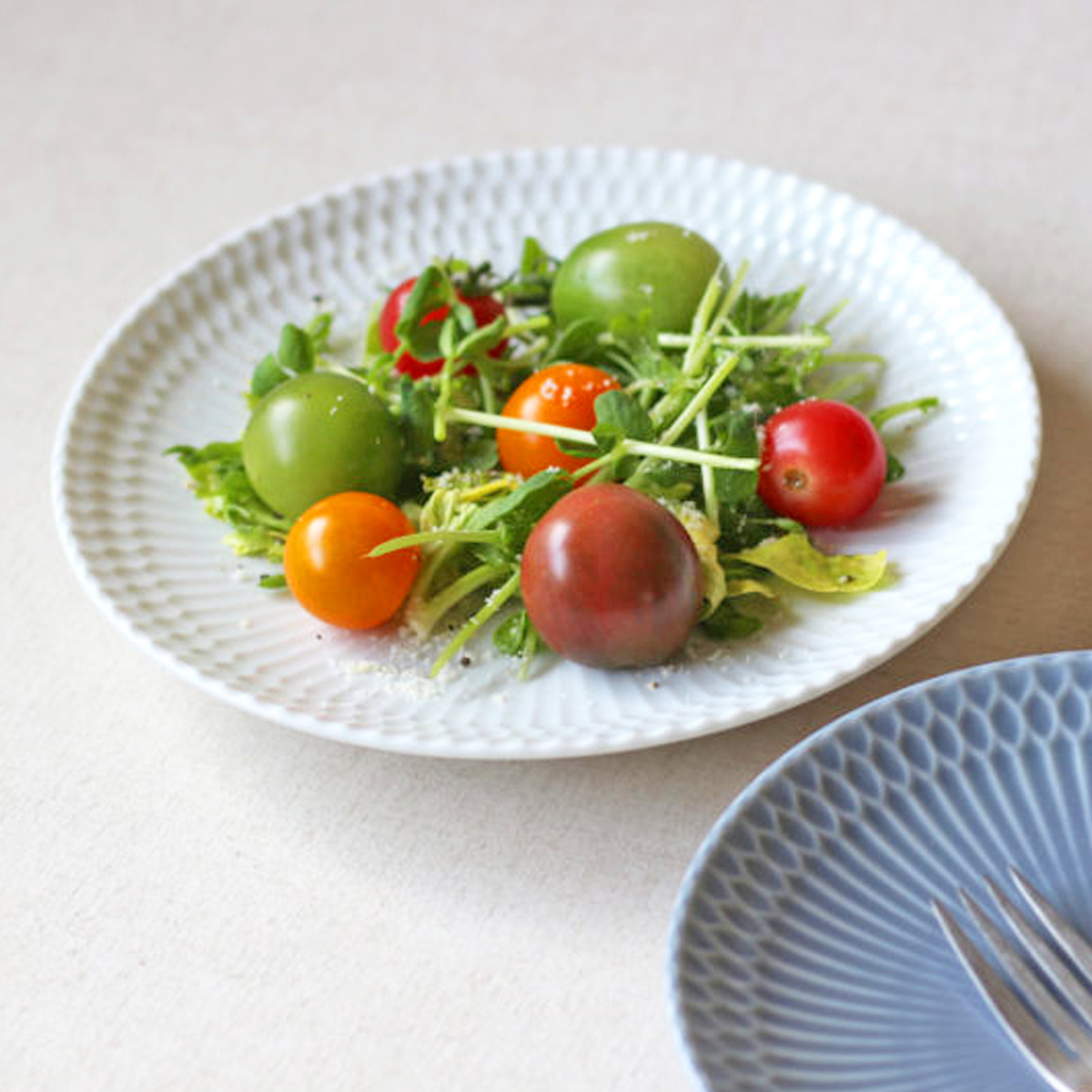 【美濃焼】 さざなみ 20丸皿 3色セット 白 青白 ブルーグレー 瑞浪市 / JS企画 小田陶器 皿 プレート 丸皿 [AZAZ102]