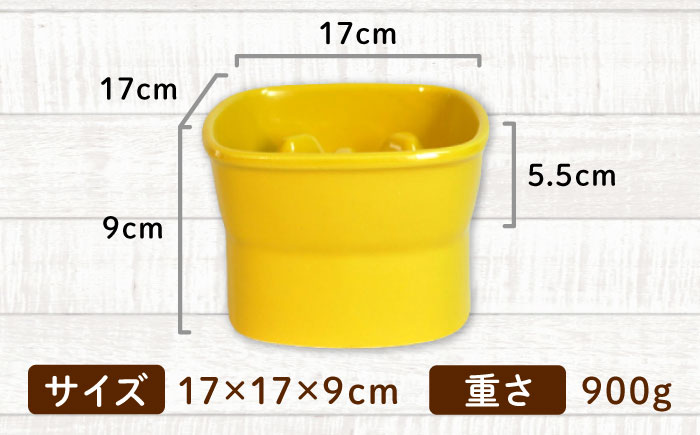 【美濃焼】 陶器製ペット用フードボウル 早食い防止 高台フードボウル 大 イエロー pet111 瑞浪市 / ながしまプランニングオフィス エサ入れ 餌皿 犬 猫 [AZBM029] イエロー