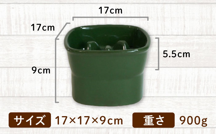 【美濃焼】 陶器製ペット用フードボウル 早食い防止 高台フードボウル 大 グリーン pet111 瑞浪市 / ながしまプランニングオフィス エサ入れ 餌皿 犬 猫 [AZBM034] グリーン