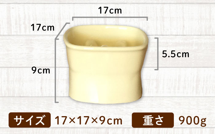 【美濃焼】 陶器製ペット用フードボウル 早食い防止 高台フードボウル 大 クリームレモン pet111 瑞浪市 / ながしまプランニングオフィス エサ入れ 餌皿 犬 猫 [AZBM037] クリームレモン