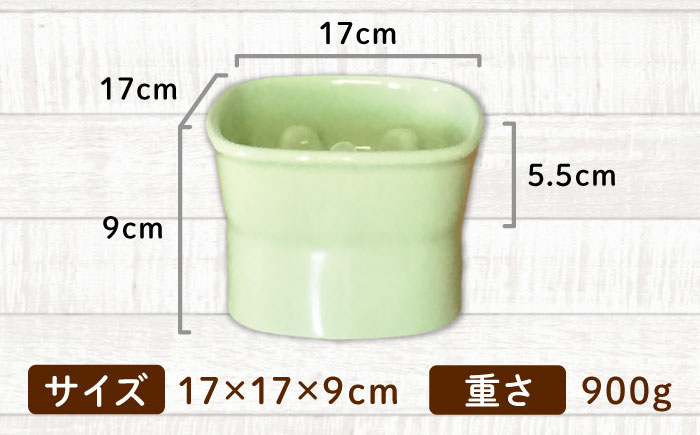 【美濃焼】 陶器製ペット用フードボウル 早食い防止 高台フードボウル 大 アップルグリーン pet111 瑞浪市 / ながしまプランニングオフィス エサ入れ 餌皿 犬 猫 [AZBM039] アップルグリーン