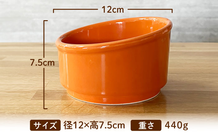 【美濃焼】 陶器製ペット用フードボウル Bamboo プレーンフードボウル オレンジ pet140 瑞浪市 / ながしまプランニングオフィス エサ入れ 餌皿 犬 猫 [AZBM159] オレンジ