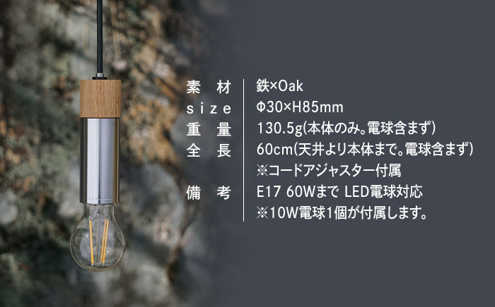 CTSH LIGHT. ペンダントライト CIRCLE＜Oak×クロム加工 E17＞ 瑞浪市 / ジオニック 照明器具 ソケット 鉄 木製 シルバー [AZBQ047]