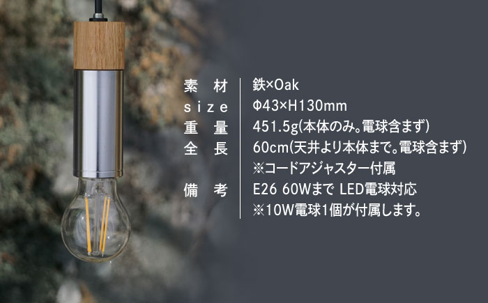 CTSH LIGHT. ペンダントライト CIRCLE＜Oak×クロム加工 E26＞ 瑞浪市 / ジオニック 照明器具 ソケット 鉄 木製 シルバー [AZBQ048]