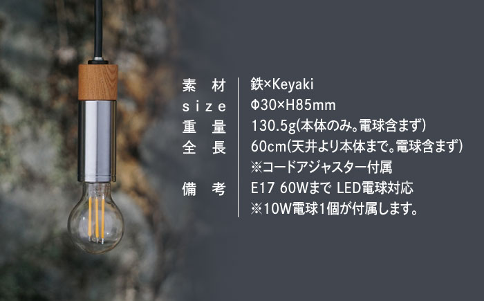 CTSH LIGHT. ペンダントライト CIRCLE＜Keyaki×クロム加工 E17＞ 瑞浪市 / ジオニック 照明器具 ソケット 鉄 木製 シルバー [AZBQ051]