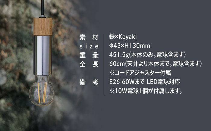 CTSH LIGHT. ペンダントライト CIRCLE＜Keyaki×クロム加工 E26＞ 瑞浪市 / ジオニック 照明器具 ソケット 鉄 木製 シルバー [AZBQ052]