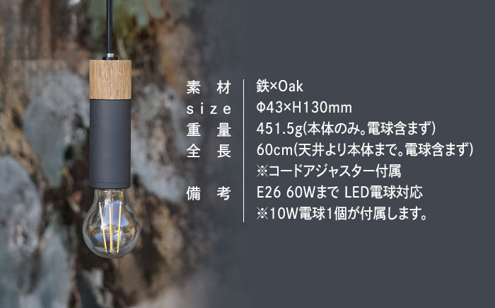 CTSH LIGHT. ペンダントライト CIRCLE＜Oak×パーカーライジング E26＞ 瑞浪市 / ジオニック 照明器具 ソケット 鉄 木製 ブラック [AZBQ060]