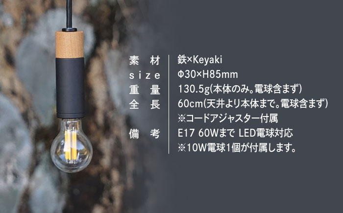 CTSH LIGHT. ペンダントライト CIRCLE＜Keyaki×パーカーライジング E17＞ 瑞浪市 / ジオニック 照明器具 ソケット 鉄 木製 ブラック [AZBQ063]