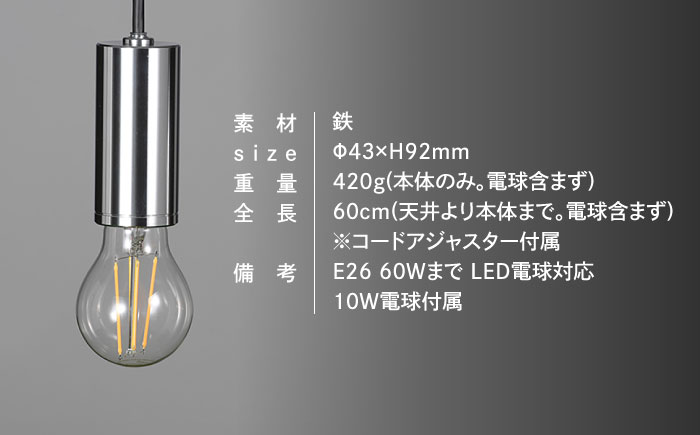 CTSH LIGHT. ペンダントライト＜CIRCLE クロム加工 E26＞ 瑞浪市 / ジオニック 照明器具 ソケット 鉄 シルバー [AZBQ084]