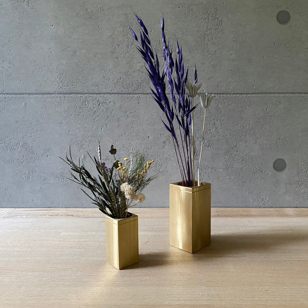 CTSH LIGHT. 一輪挿し＜SQUARE＞ 瑞浪市 / ジオニック インテリア フラワーベース 真鍮 ゴールド [AZBQ126]