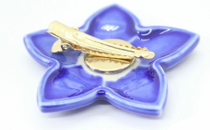 【美濃焼】 ききょう ブローチ クリップ 瑞浪市 / TILEmade タイル アクセサリー ハンドメイド [AZCD017]