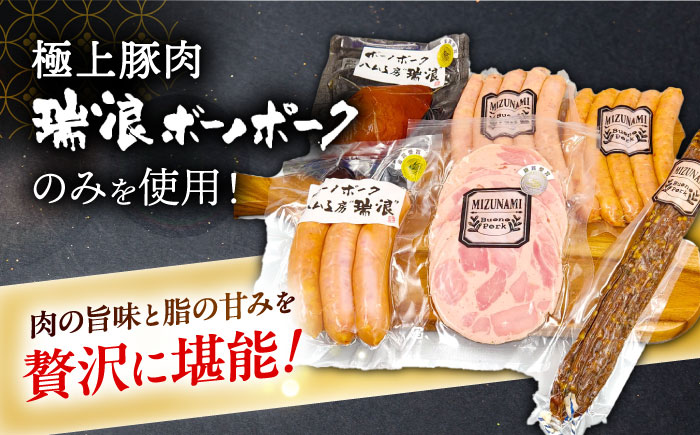 【12/14までの決済で年内発送】ハム・ソーセージ 瑞浪ボーノポーク おつまみ 6種セット 820g (冷凍) ビールのお供に！ 瑞浪市 / きなぁた瑞浪 詰め合わせ ギフト [AZCI011]