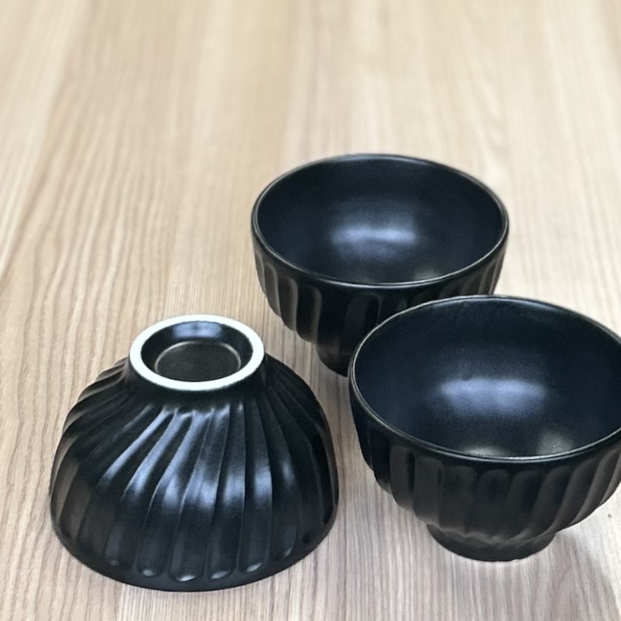 【美濃焼/みずなみ焼】 タック 茶碗 3個セット ブラック 瑞浪市 / 山喜製陶 食器 ご飯茶碗 ボウル [AZCP056]