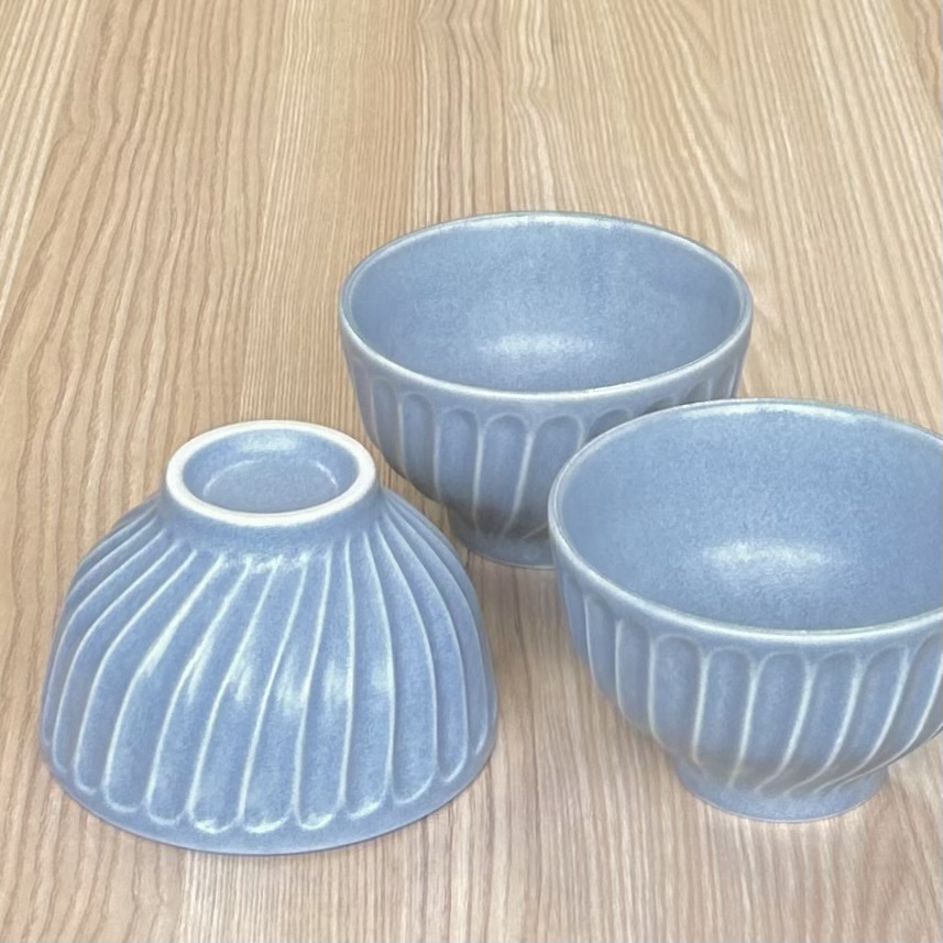 【美濃焼/みずなみ焼】 タック 茶碗 3個セット ブルーグレー 瑞浪市 / 山喜製陶 食器 ご飯茶碗 ボウル [AZCP057]