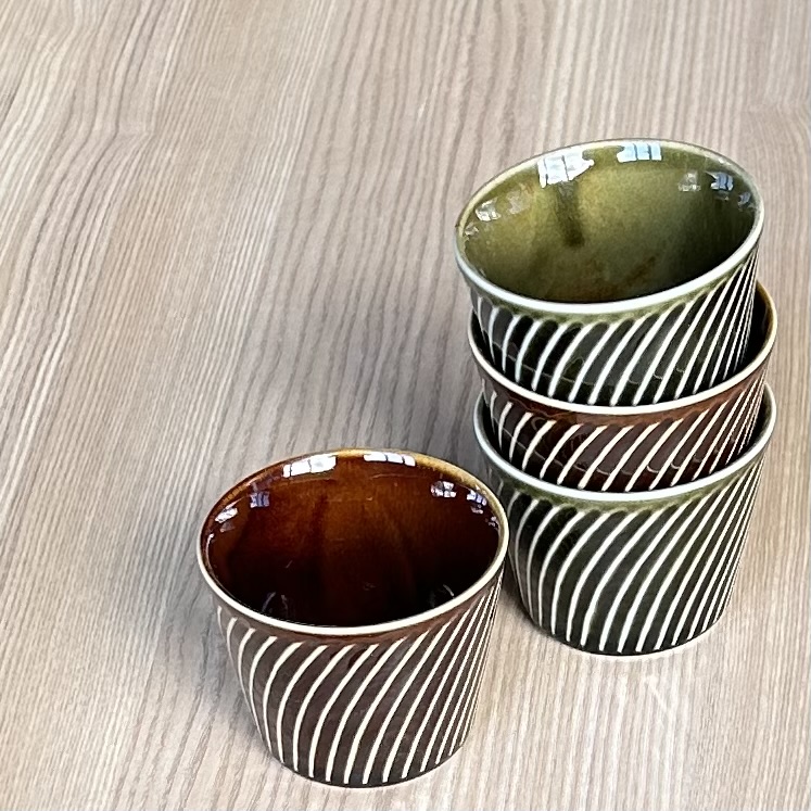 【美濃焼/みずなみ焼】 タック マルチカップ 4個セット オリーブグリーン・ブラウン 瑞浪市 / 山喜製陶 食器 小鉢 カップ [AZCP066]