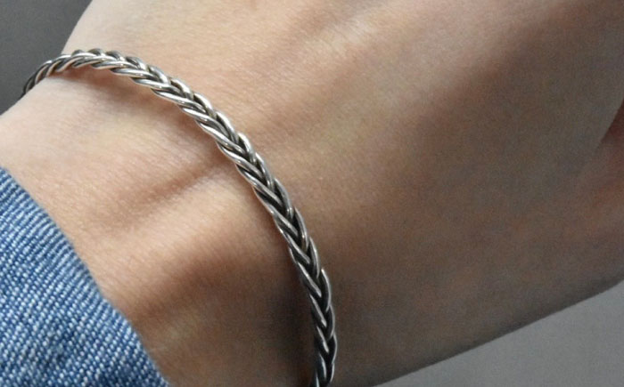 五つ編み シルバーバングル 瑞浪市 / ATP シルバー アクセサリー ハンドメイド [AZAH010]