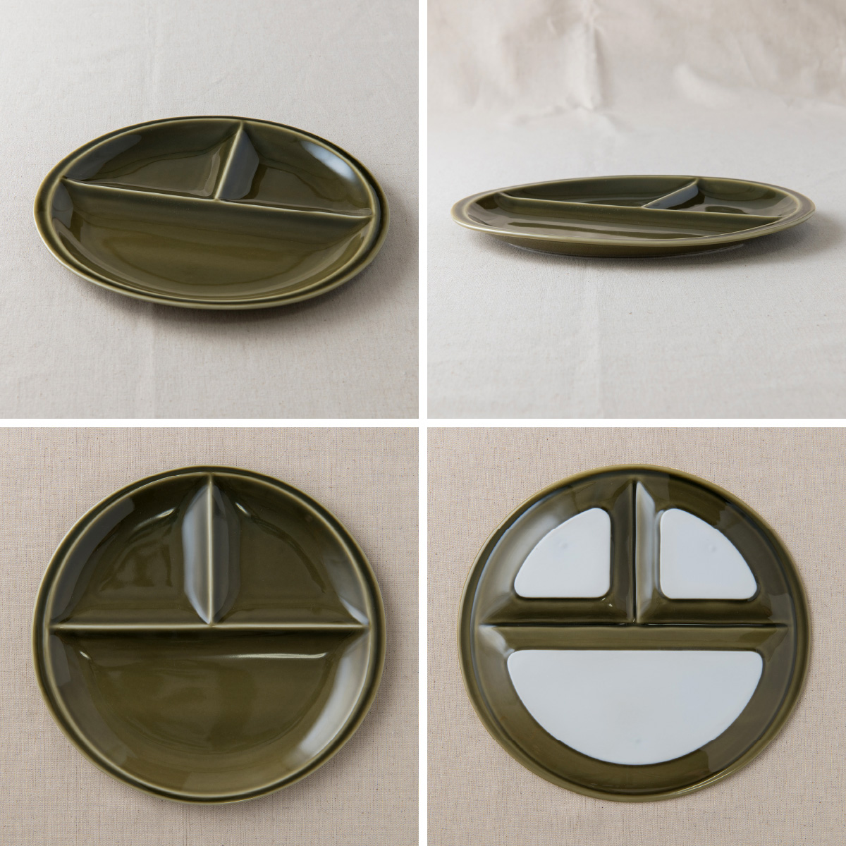 【選べる8色】【美濃焼】 ランチプレート titto 丸 オリーブ 2枚セット 瑞浪市 / JS企画 / 小田陶器 食器 プレート 仕切り皿 おしゃれ [AZAZ014] オリーブ