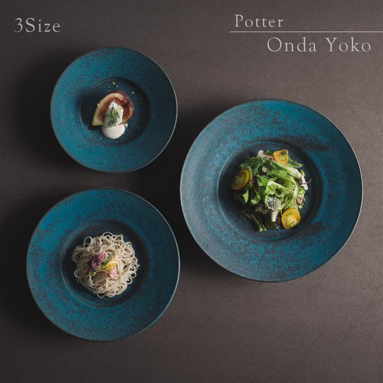 【3色から選べる】 【美濃焼】 恩田陽子 リムプレート L 27.5cm グリーン 瑞浪市 / JS企画 皿 プレート おしゃれ [AZAZ049] グリーン