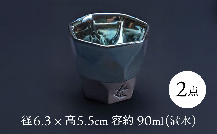 【美濃焼】 つばめ工房 黒土 酒器 3点セット プラチナブルー 瑞浪市 / 大恵 陶磁器 ぐい呑み ギフト [AZBG001]