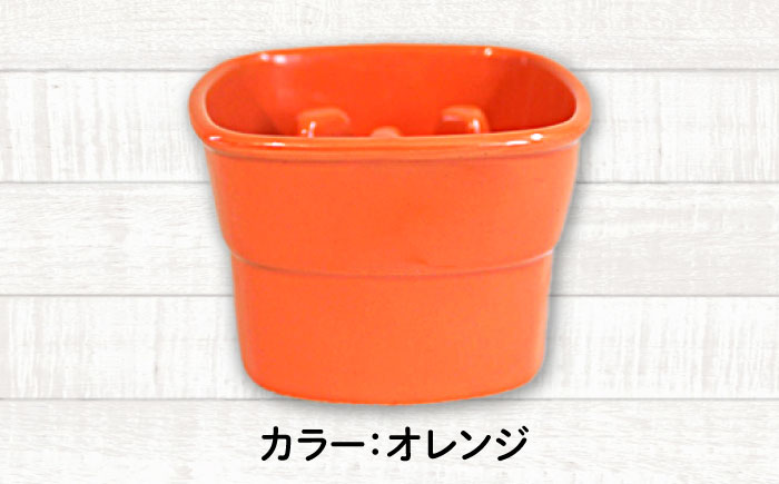 【美濃焼】 陶器製ペット用フードボウル 早食い防止 高台フードボウル 小 オレンジ pet109 瑞浪市 / ながしまプランニングオフィス エサ入れ 餌皿 犬 猫 [AZBM004] オレンジ
