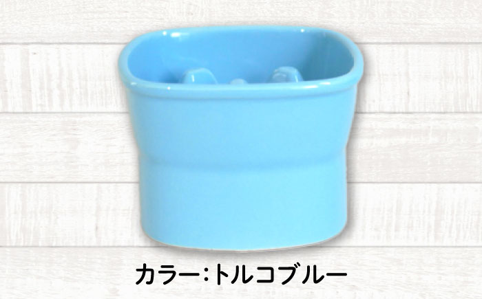 【美濃焼】 陶器製ペット用フードボウル 早食い防止 高台フードボウル 小 トルコブルー pet109 瑞浪市 / ながしまプランニングオフィス エサ入れ 餌皿 犬 猫 [AZBM006] トルコブルー