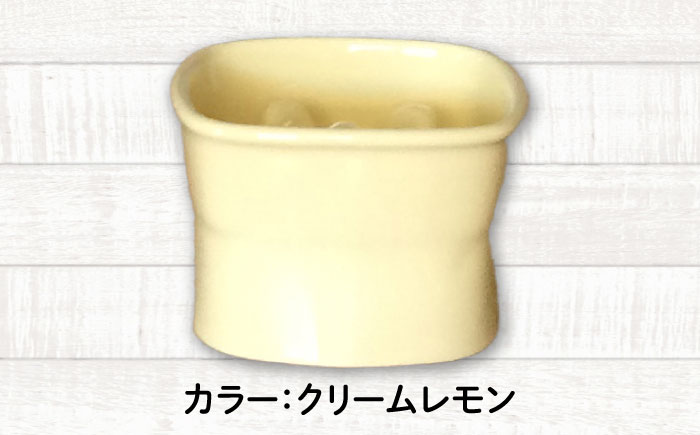 【美濃焼】 陶器製ペット用フードボウル 早食い防止 高台フードボウル 小 クリームレモン pet109 瑞浪市 / ながしまプランニングオフィス エサ入れ 餌皿 犬 猫 [AZBM011] クリームレモン