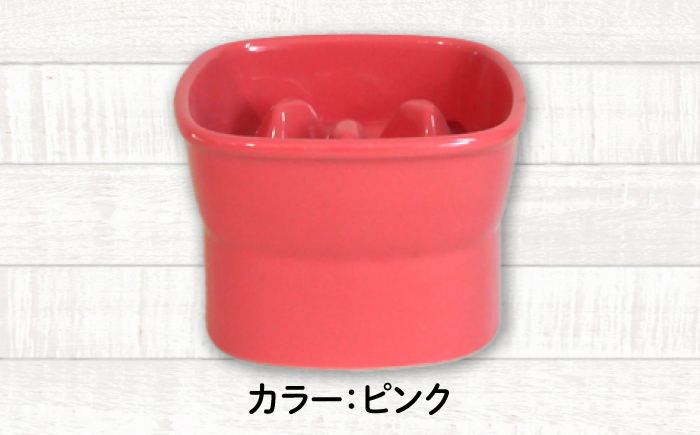 【美濃焼】 陶器製ペット用フードボウル 早食い防止 高台フードボウル 中 ピンク pet110 瑞浪市 / ながしまプランニングオフィス エサ入れ 餌皿 犬 猫 [AZBM015] ピンク