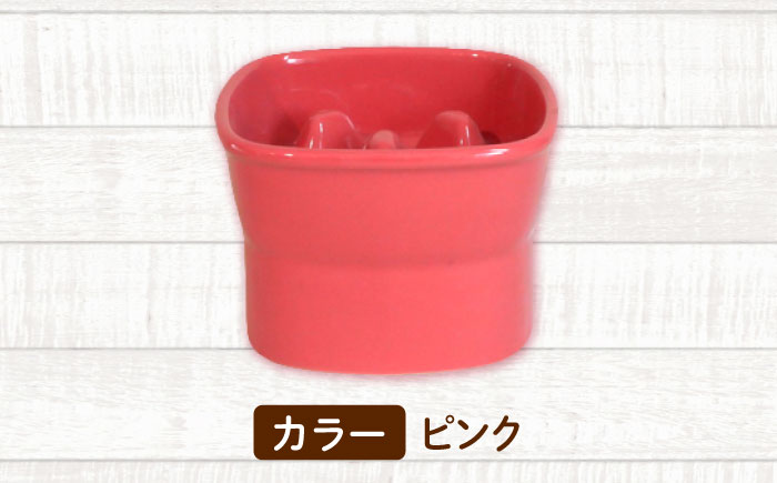 【美濃焼】 陶器製ペット用フードボウル 早食い防止 高台フードボウル 大 ピンク pet111 瑞浪市 / ながしまプランニングオフィス エサ入れ 餌皿 犬 猫 [AZBM028] ピンク