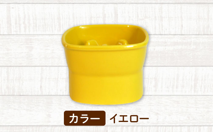 【美濃焼】 陶器製ペット用フードボウル 早食い防止 高台フードボウル 大 イエロー pet111 瑞浪市 / ながしまプランニングオフィス エサ入れ 餌皿 犬 猫 [AZBM029] イエロー