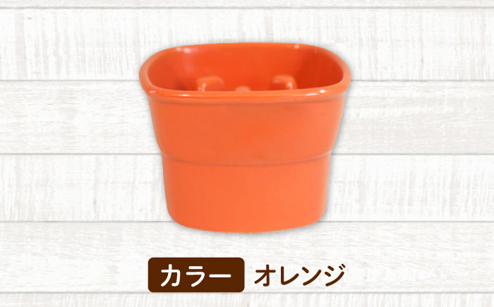 【美濃焼】 陶器製ペット用フードボウル 早食い防止 高台フードボウル 大 オレンジ pet111 瑞浪市 / ながしまプランニングオフィス エサ入れ 餌皿 犬 猫 [AZBM030] オレンジ