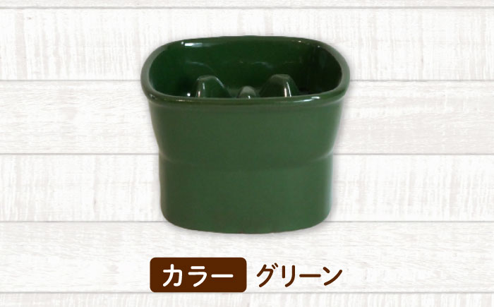 【美濃焼】 陶器製ペット用フードボウル 早食い防止 高台フードボウル 大 グリーン pet111 瑞浪市 / ながしまプランニングオフィス エサ入れ 餌皿 犬 猫 [AZBM034] グリーン