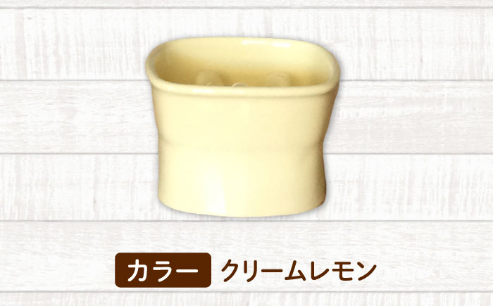 【美濃焼】 陶器製ペット用フードボウル 早食い防止 高台フードボウル 大 クリームレモン pet111 瑞浪市 / ながしまプランニングオフィス エサ入れ 餌皿 犬 猫 [AZBM037] クリームレモン