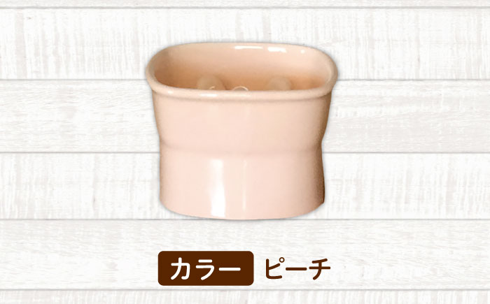 【美濃焼】 陶器製ペット用フードボウル 早食い防止 高台フードボウル 大 ピーチ pet111 瑞浪市 / ながしまプランニングオフィス エサ入れ 餌皿 犬 猫 [AZBM038] ピーチ