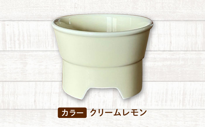 【美濃焼】 陶器製ペット用フードボウル 丸高台プレーンフードボウル M クリームレモン pet112 瑞浪市 / ながしまプランニングオフィス エサ入れ 餌皿 犬 猫 [AZBM137] クリームレモン