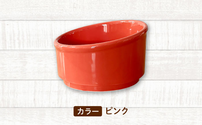 【美濃焼】 陶器製ペット用フードボウル Bamboo プレーンフードボウル ピンク pet140 瑞浪市 / ながしまプランニングオフィス エサ入れ 餌皿 犬 猫 [AZBM157] ピンク