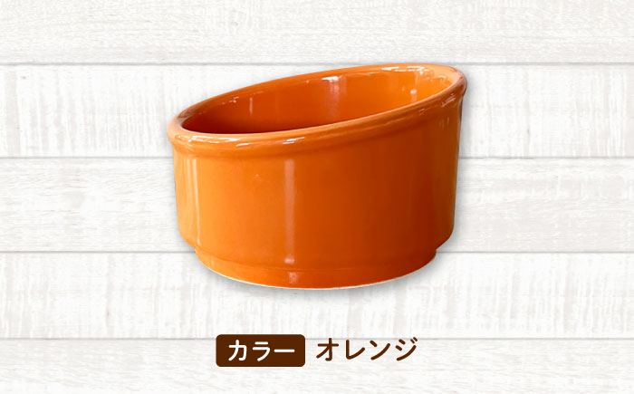 【美濃焼】 陶器製ペット用フードボウル Bamboo プレーンフードボウル オレンジ pet140 瑞浪市 / ながしまプランニングオフィス エサ入れ 餌皿 犬 猫 [AZBM159] オレンジ