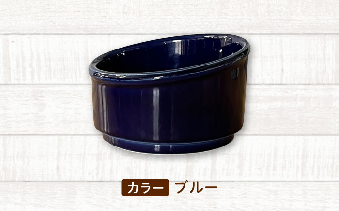 【美濃焼】 陶器製ペット用フードボウル Bamboo プレーンフードボウル ブルー pet140 瑞浪市 / ながしまプランニングオフィス エサ入れ 餌皿 犬 猫 [AZBM162] ブルー