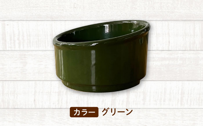 【美濃焼】 陶器製ペット用フードボウル Bamboo プレーンフードボウル グリーン pet140 瑞浪市 / ながしまプランニングオフィス エサ入れ 餌皿 犬 猫 [AZBM163] グリーン