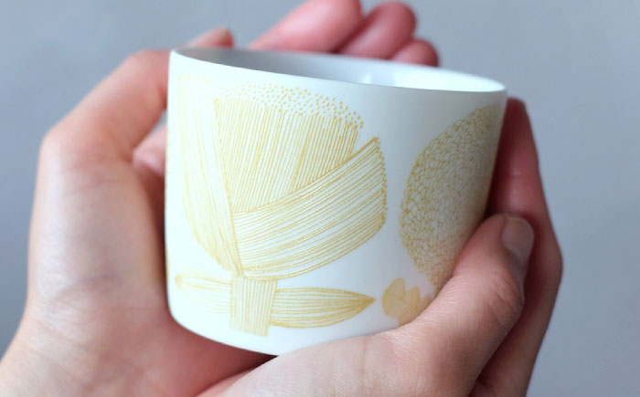 【美濃焼】 カップ ペアセット ＜BIRDS' WORDS＞ DAY BY DAY CUP [BIRDS&FLOWERS] イエロー 瑞浪市 / FLYWAY [AZCC013]