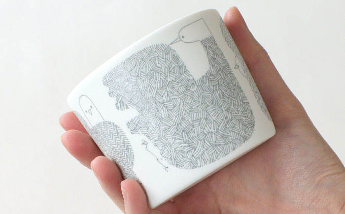 【美濃焼】 カップ 6個セット ＜BIRDS' WORDS＞ DAY BY DAY CUP [BIRDS&FLOWERS] ブルー × イエロー × グレー 瑞浪市 / FLYWAY [AZCC020]