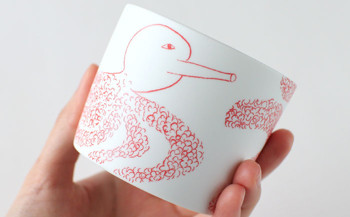 【美濃焼】　カップ ペアセット ＜BIRDS' WORDS / UNITY＞ YOSHIKO CUP ブルー × レッド 瑞浪市 / FLYWAY [AZCC022]