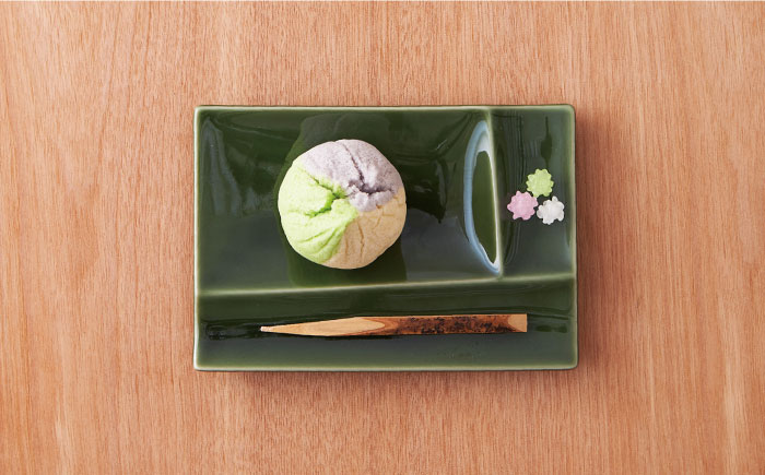 【美濃焼】 グッドデザイン賞受賞 miyama. 箸置き付仕切り小皿 isola(イゾラ) パレットプレートS 織部 4枚 瑞浪市 / ミヤマプランニング 食器 仕切り皿 機能食器 [AZCM002] 織部