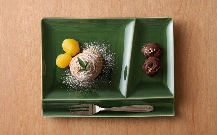 【美濃焼】 グッドデザイン賞受賞 miyama. 箸置き付仕切り皿 isola(イゾラ) パレットプレートL 織部 3枚 瑞浪市 / ミヤマプランニング 食器 プレート 仕切り皿 プレート 皿 [AZCM111] 織部