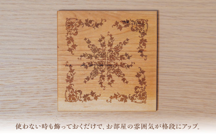 デザインコースター×2個 ゴシック柄 ヤマザクラ 瑞浪市 / YADOSHIBI 木製 天然木 コースター おしゃれ [AZDI009]