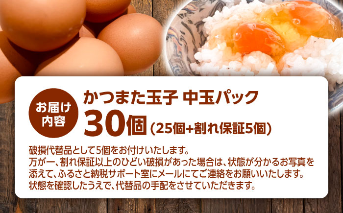 かつまた玉子 中玉パック 30個 (25個+割れ保証5個) 瑞浪市 / かつまた玉子 卵 たまご タマゴ 鶏卵 [AZAQ001]