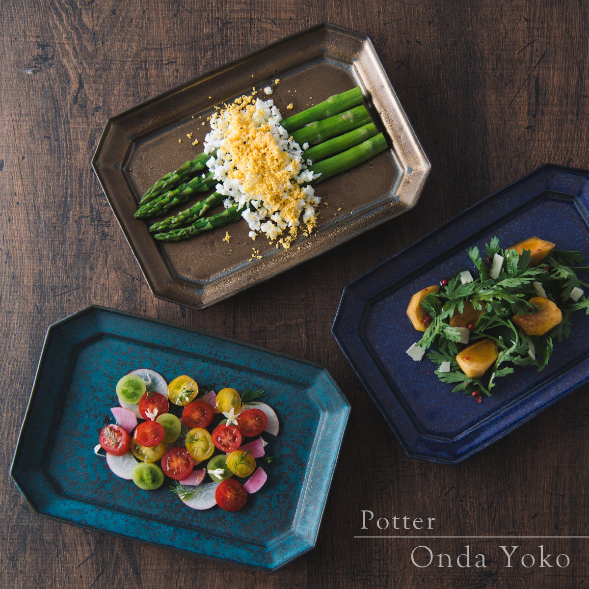 【3色から選べる】 【美濃焼】 恩田陽子 隅切長角皿 L グリーン 瑞浪市 / JS企画 プレート 皿 長皿 [AZAZ058] グリーン